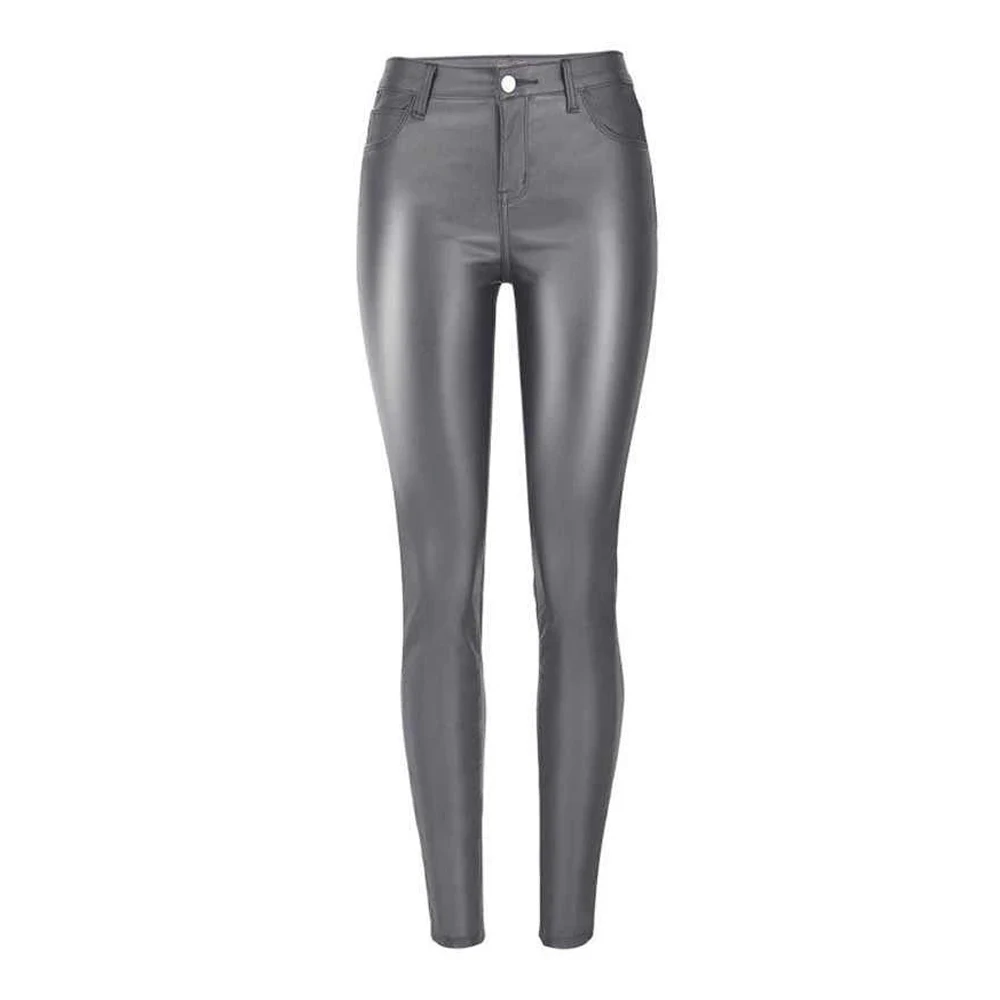 New tight-fitting slit high-waist leather pants office ladies stretch wide-leg pants women