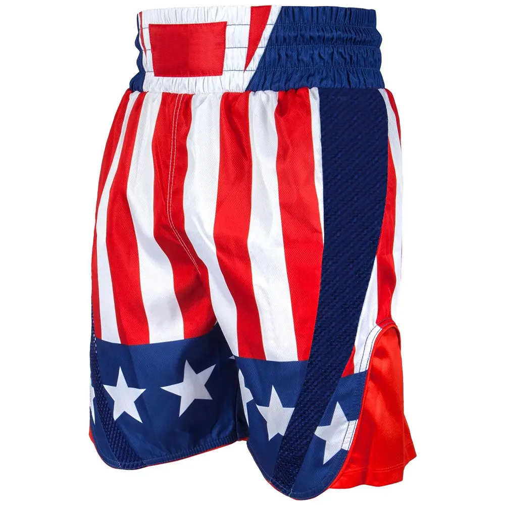100% polyester Custom logo satin Boxing Trunk Shorts muay thai kick boxing fighting shorts