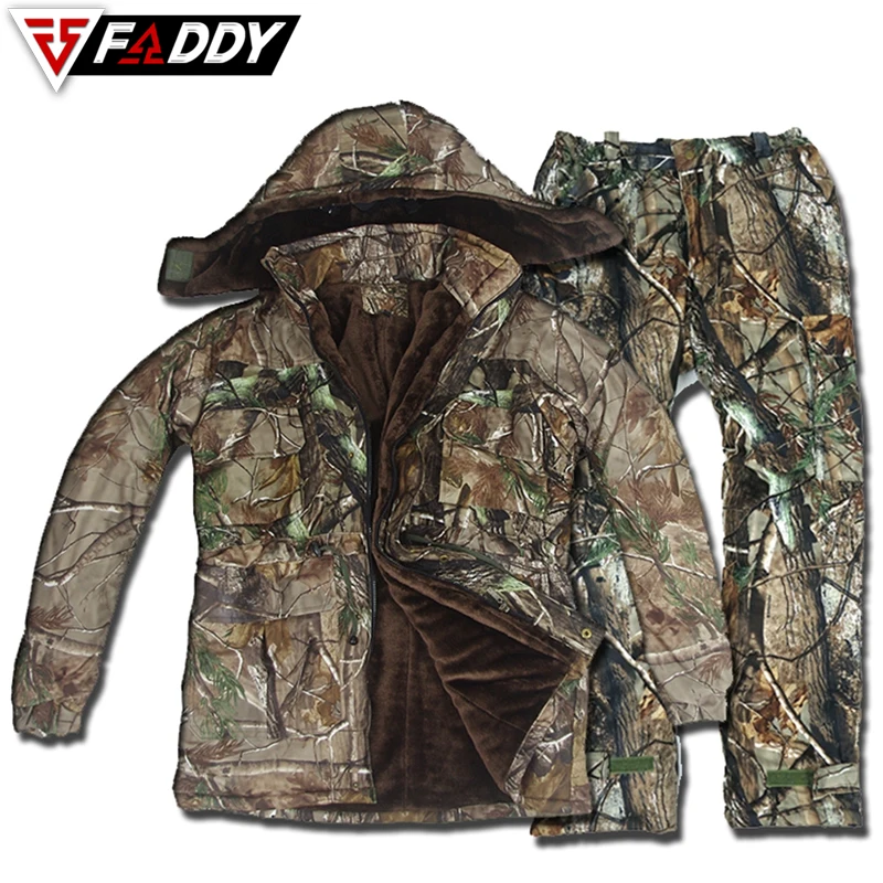 Winter Warm Hunting Clothes Thicken Birds Fishing Outdoor Fabric Bionic Camo Ghillie Suit Sniper Hunting Camouflage Clothes