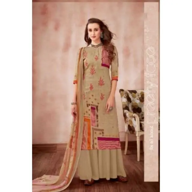 Kashmiri Heavy Neck Embroidery Dress Pakistani Party Wear Printed Work Indian Dress Salwar Kameez 8 pieces (10000000405477)
