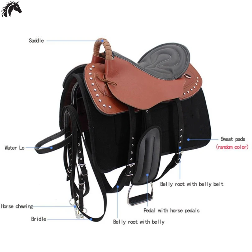 Wholesale Saddle Full Set New Style Leather Riding Saddle Large Small Horse Saddle Equestrian Supplies