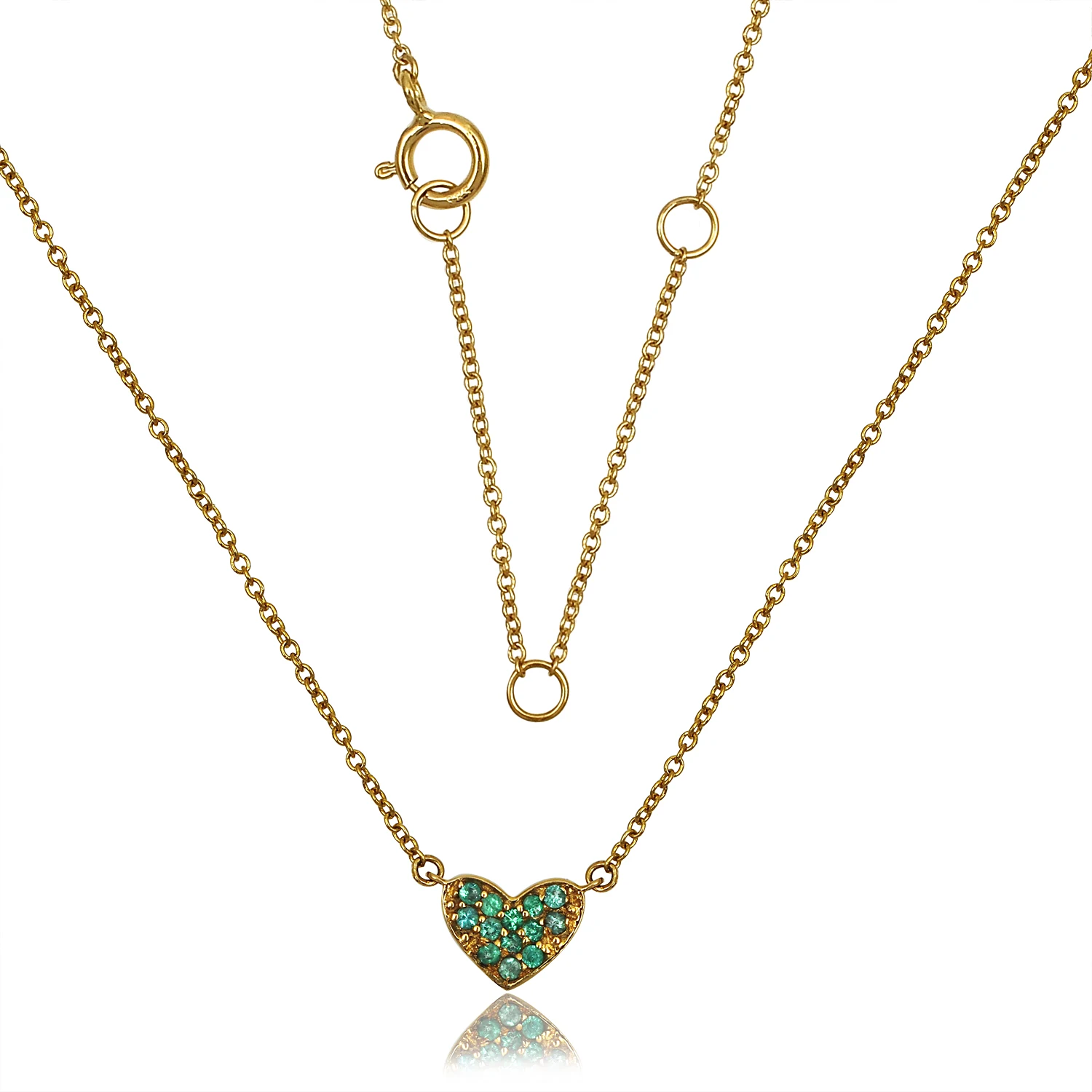 Delicate valentine gift jewelry 925 sterling silver green CZ color gemstone heart shape pendant for women