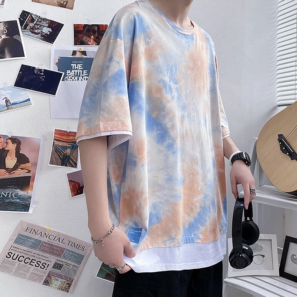 New Style Cotton Polyester Fabric Tie Dye T-shirts O- Neck Full Printed T Shirts Wholesale Best Price Tie Dye T-shirts