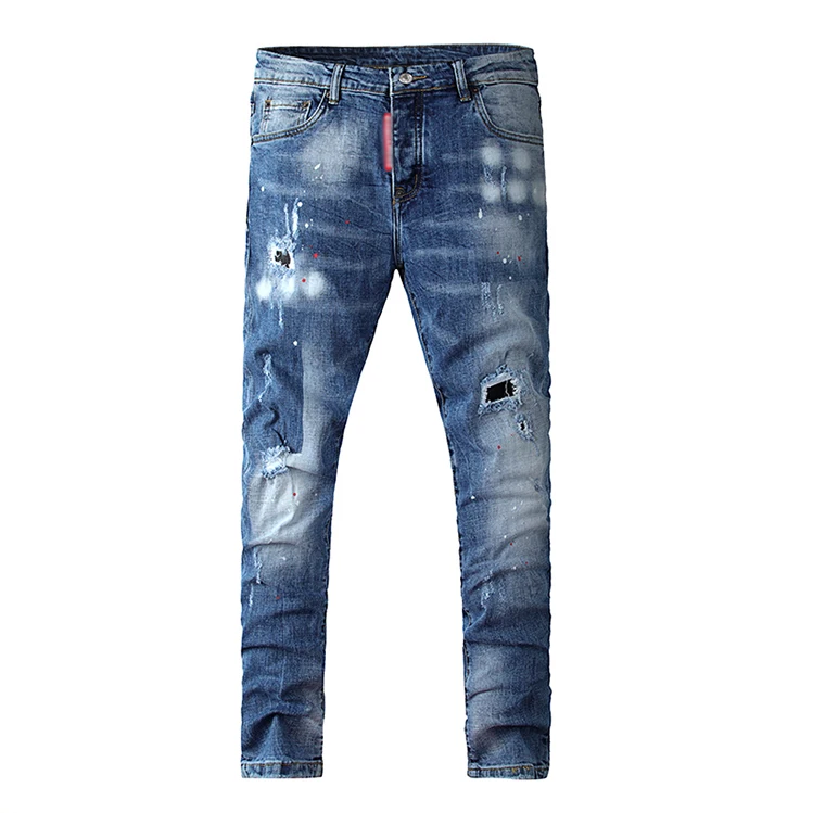 2022 Summer Hot Sale New Design Blue Zipper Decorate Rock Style Men denim jeans