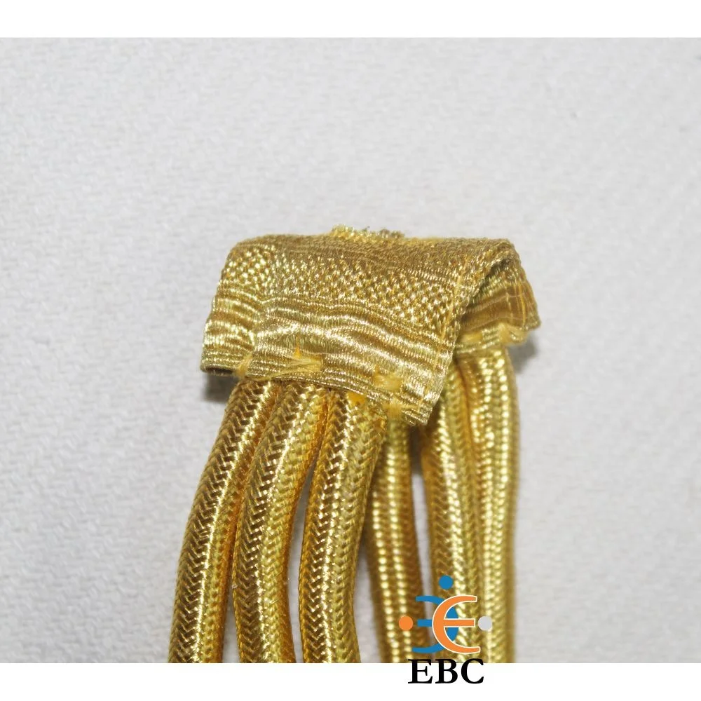 OEM Chocolate Brown Silk Aiguillette Cord with Gold Metal Tips Custom French Wire Lanyards Ceremonial Uniform Shoulder Cords