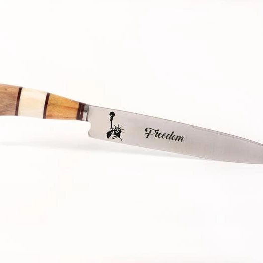 
 Лезвие из стали D2 с ручкой из Верблюжьей Кости, оливковой и розовой древесины  