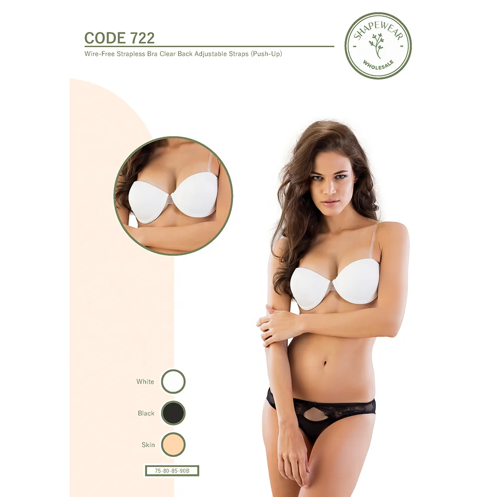 Wire-Free Strapless Push up Bra Clear Back Adjustable Straps Invisible Backless Sticky Comfortable Bras