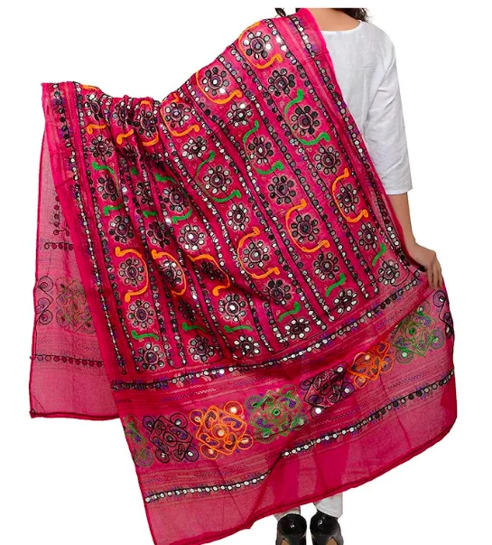 Горячая Распродажа, красная кучи, полностью вышитая дупатта, индийская дупатта