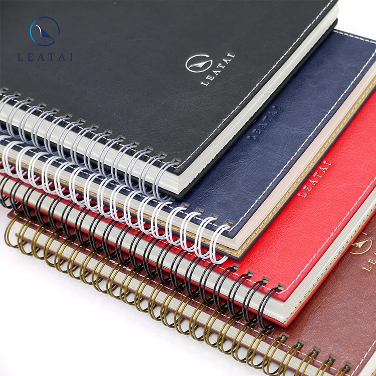 
Colorful faux leather cover spiral binding planner 