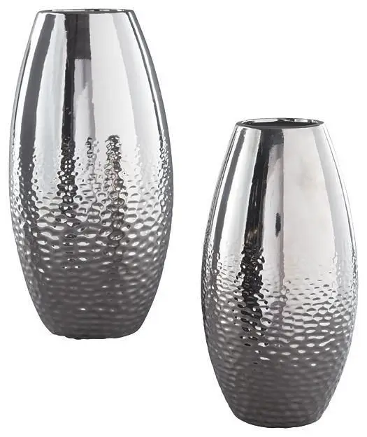 Nordic Uneven Silver Bottle Shape Cylindrical Flower Vases with Shiny Nickel and Brass Electroplating in Aluminum  From India