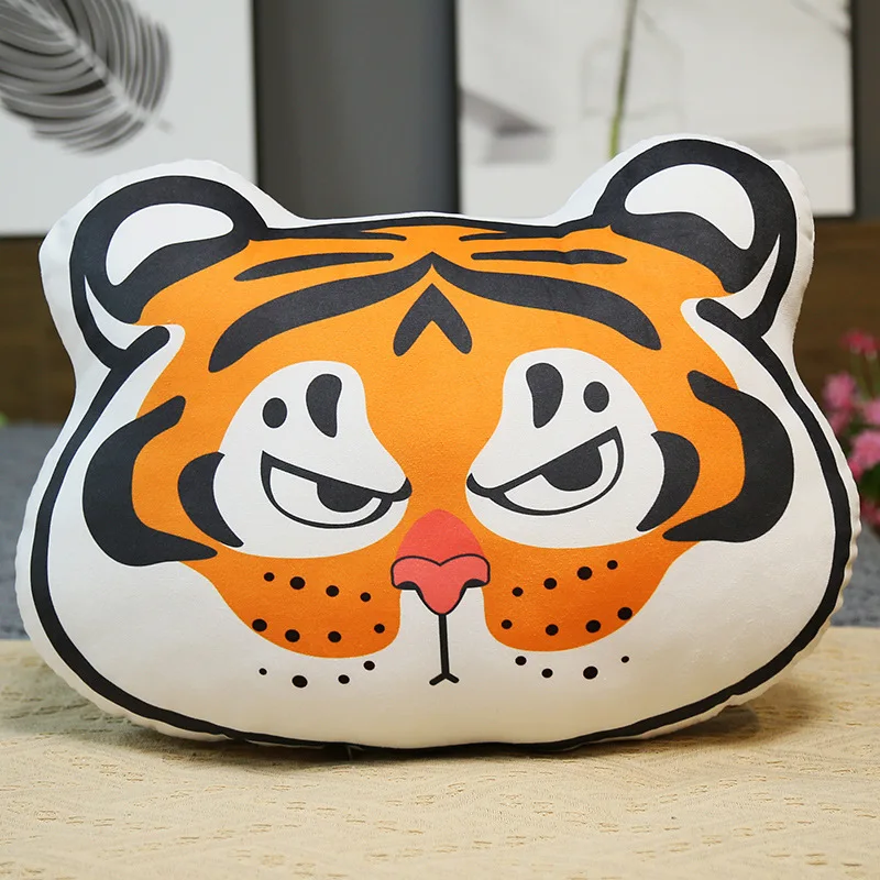 YIWU AULLAN 2022 Baby Cute Gift New Year Cute Tiger  Face Expression Changes Pillow Tiger Plush Stuffed Toys