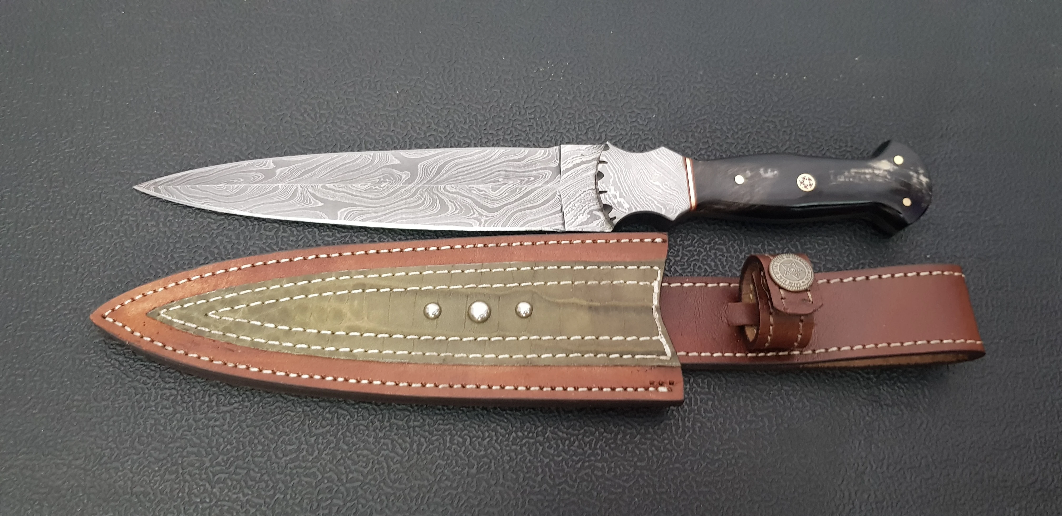 Hunting Knife DAMASCUS Custom MADE Hook Fixed Blade Knives Industrial MHINDUSTRY MH-0988 Non-changeable 5mm PK