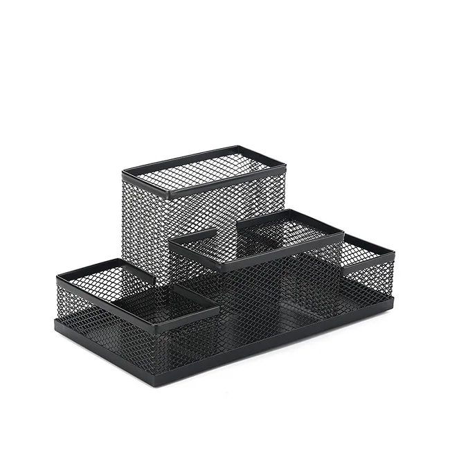 Rectangular Mesh Design Black Colored Net Pencils Stands For School Stationary Desk Organizer Pen Holder At Sustainable Quality