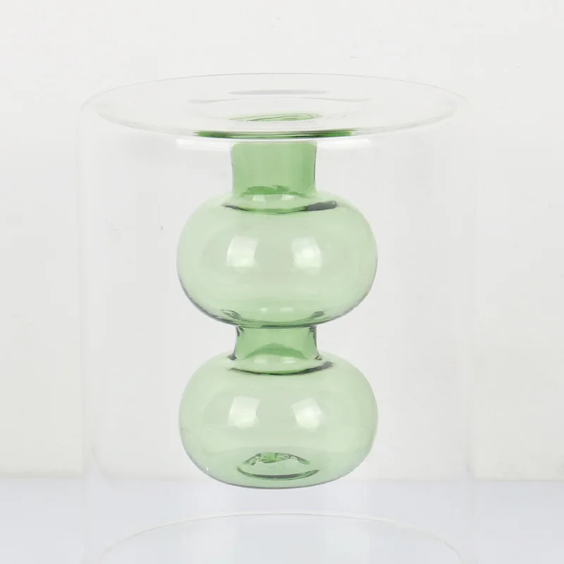 Custom Nordic INS Creative Glass Flower Pot Hand-made Aromatherapy Double-layer Hydroponic Glass Vase