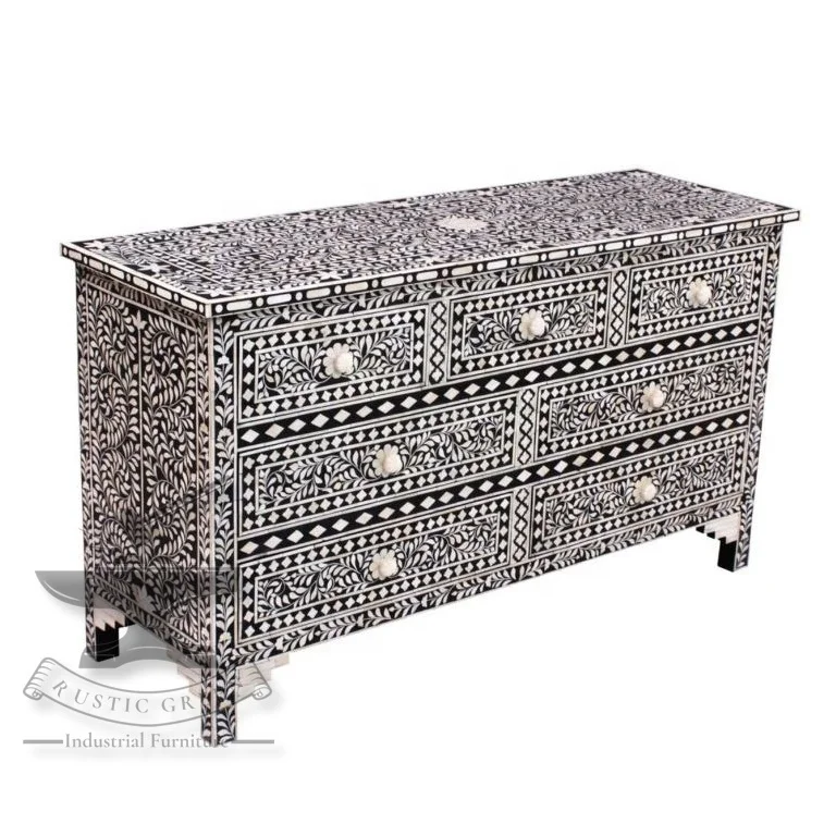 Large Bone Inlay Chest of Drawer with Multiple
