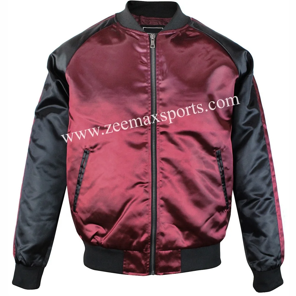 Высокое качество дешевые пользовательские вышивки/сублимации атласные куртки/Оптовая стеганая бейсбольная куртка