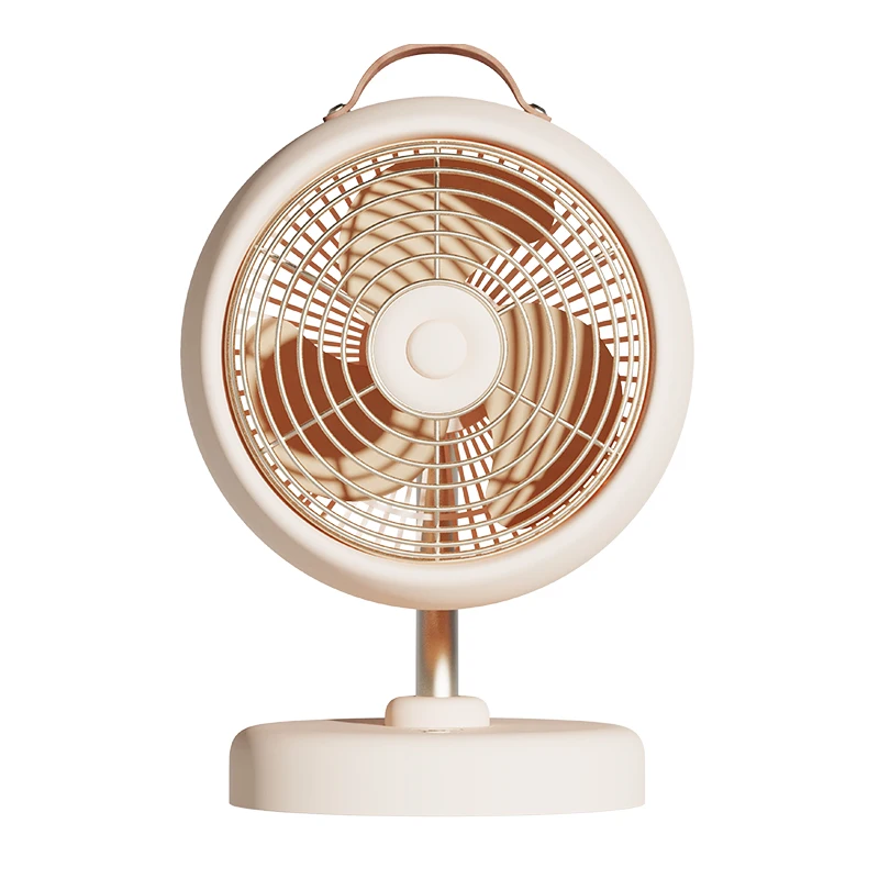 2022 New mini portable 5 inch 4000mAh Li-battery operated strong wind Type-C usb rechargeable retro table fan