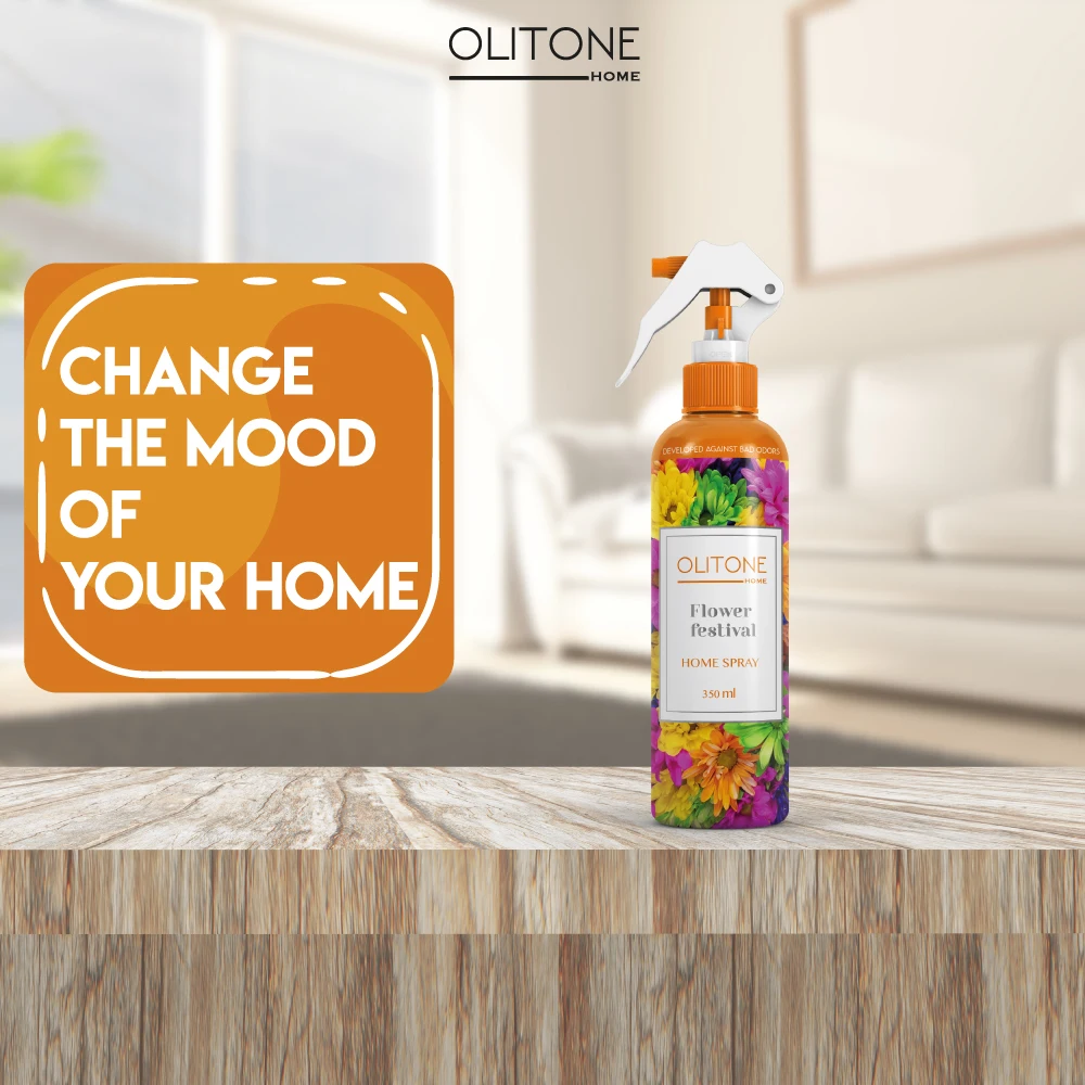OLITONE Essential Oil Home Spray 350ml Air Freshener Spray for Home Office bathroom Flower Festival Fragrance made in Turkey