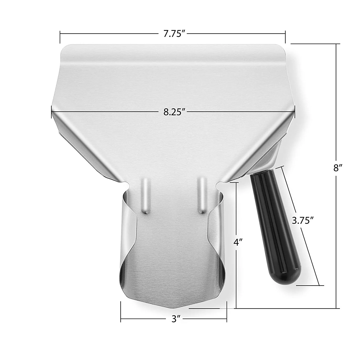 stainless steel right handle french fry bagger scoop chip popcorn bagger ice candy snacks desserts scooper