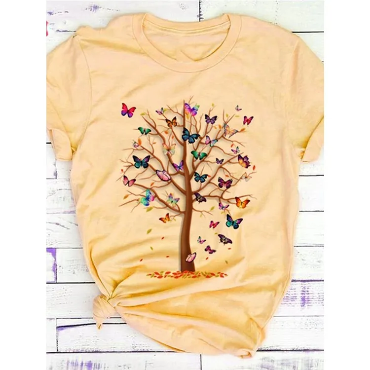 Free shipping screen print short sleeves custom printing100% premium cotton custom women t shirt