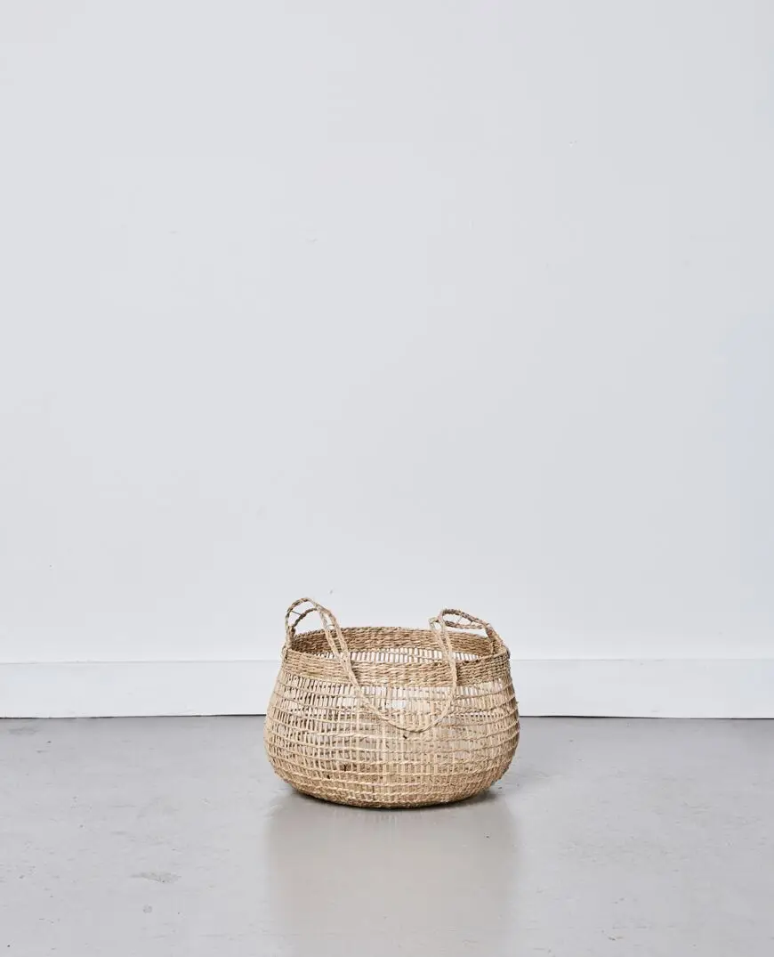 Hot Selling Durable Set of 3 Seagrass Baskets Decor Storage Basket With Long Handle Wholesale