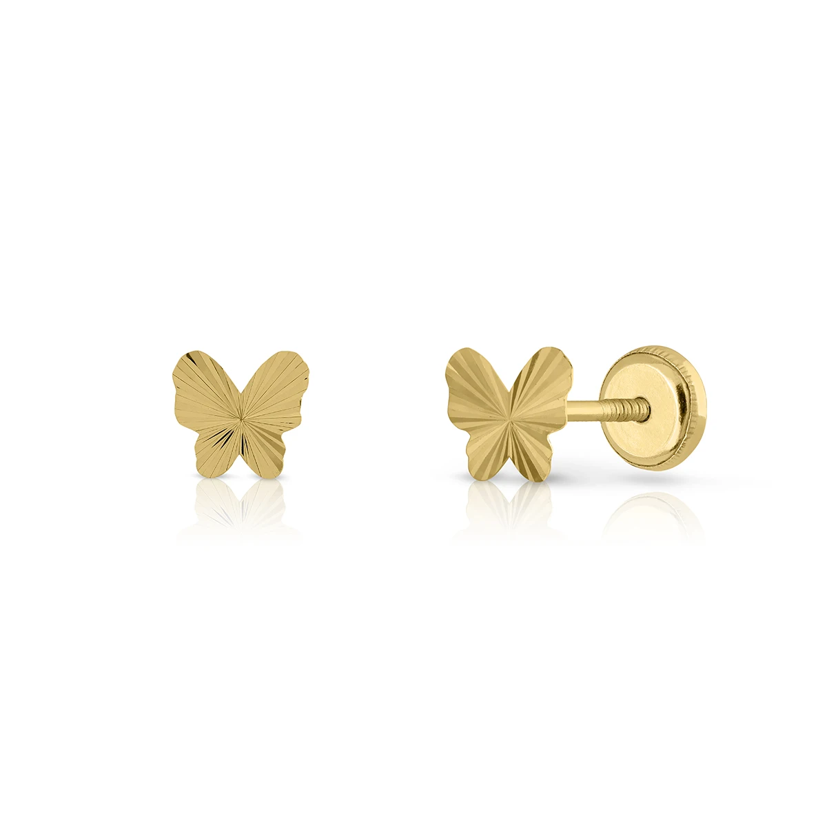 9K SOLID GOLD Fashion Earrings (Available 10k-14k-18k) Butterfly Diamond Cut Women Children Ear Clip Screw Back Made in Spain