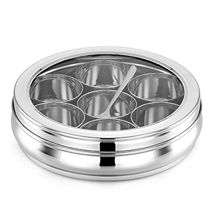 Direct Factory Masala Box Spice Dabba Stainless Steel Spice Box Organiser Herb & Spice Tools Spice & Pepper Shakers All Sizes