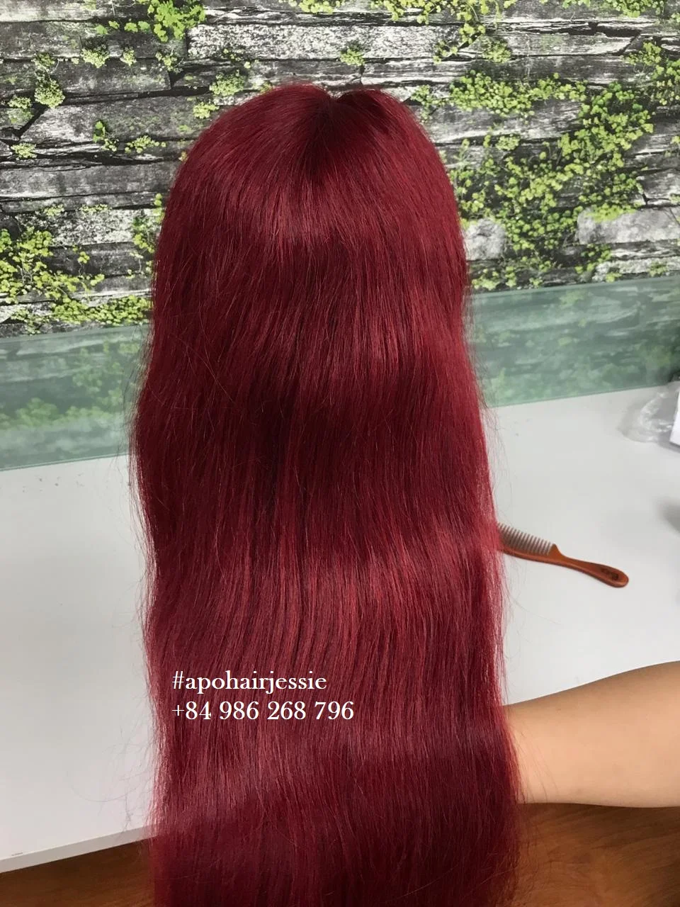 Прямые человеческие волосы красный вьетнамский парик необработанные