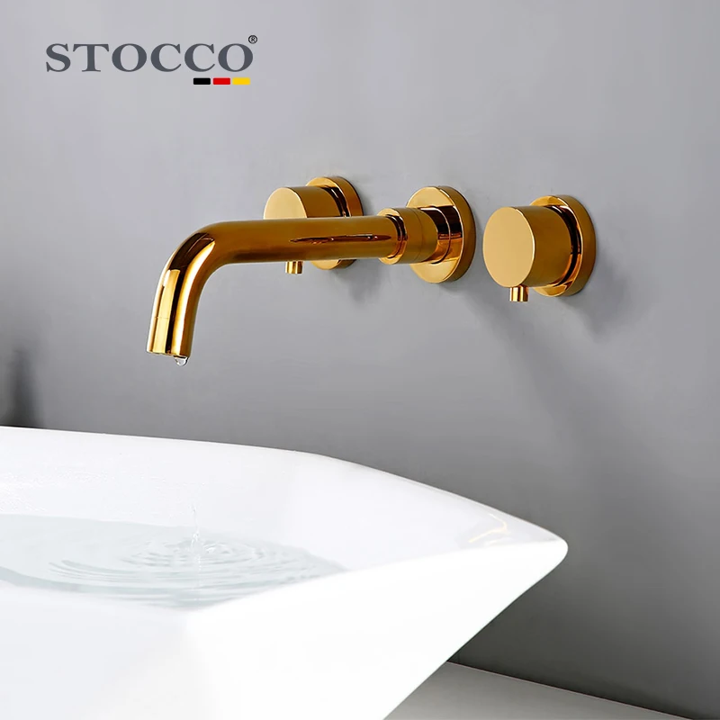 brushed gold tall basin faucet with sink modern bathroom mixer wall mounted bathroom faucet