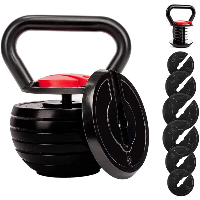 Wide Range Adjustable Kettlebell 10-40lbs/4.5-18kg, Home Gym Fitness Weight Lifting Equipment Kettlebell Set