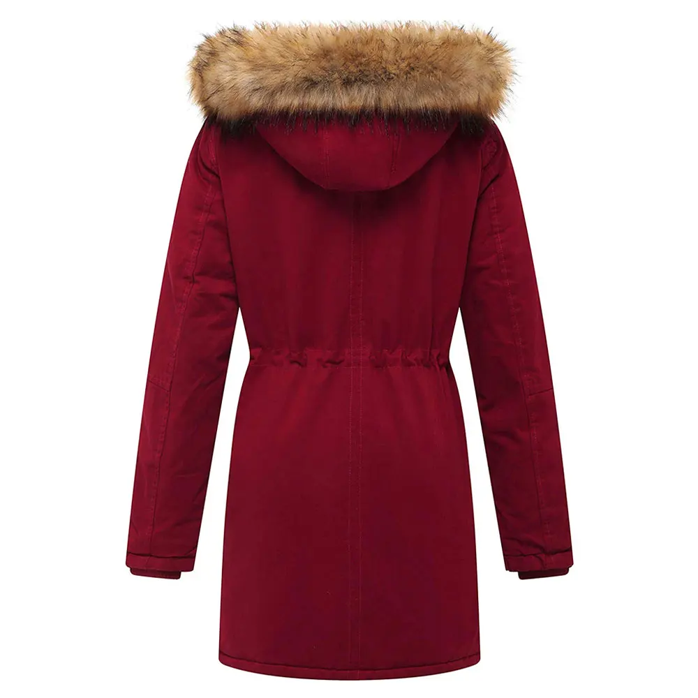 
OEM Custom Women parka winter jacket warm hooded Fur Collar fleece women jackets cotton coat 