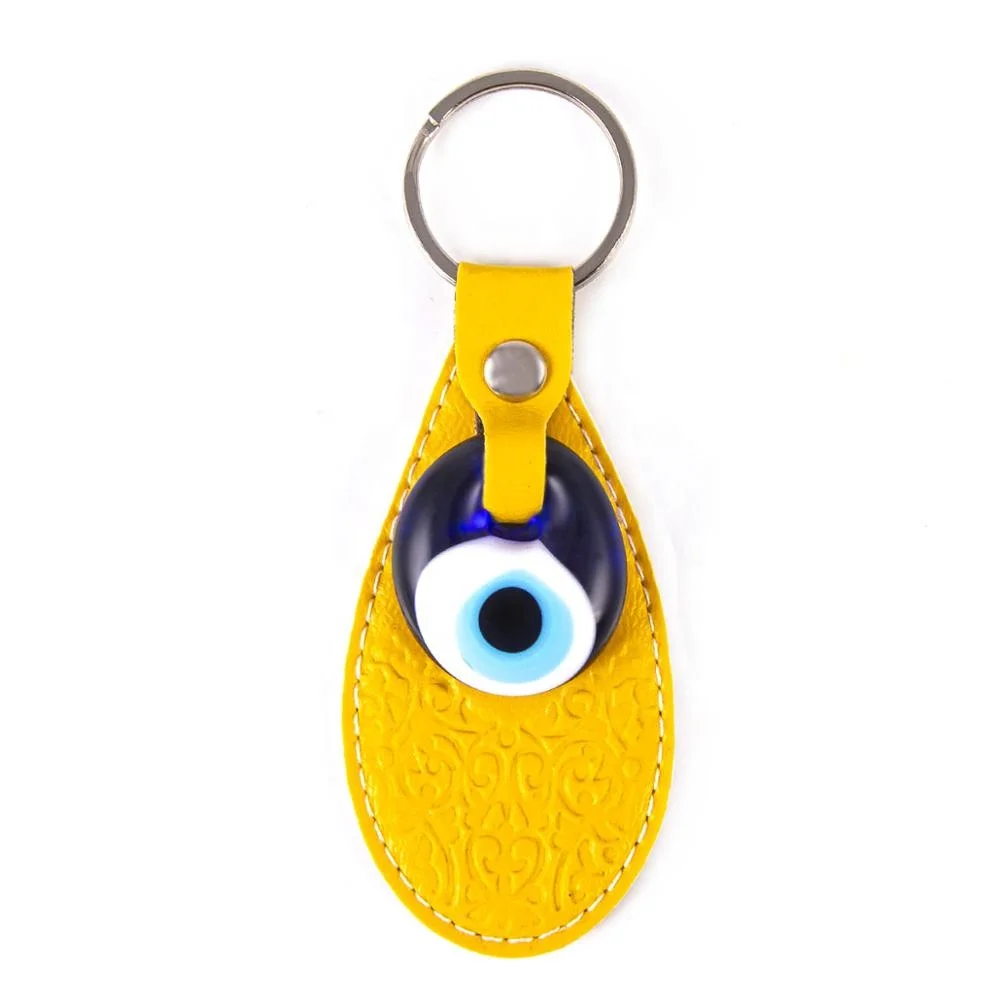 Evil Eye Beaded Imitation Leather Key Chain From Turkey