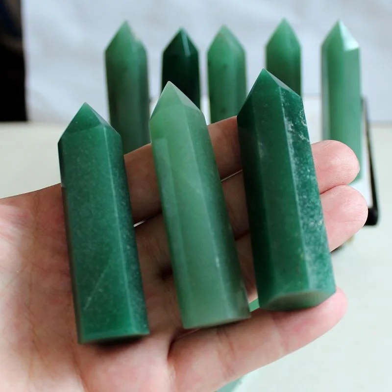 Оптовая продажа натуральный агат зеленый нефрит авантюрин башня точка обелиск палочка