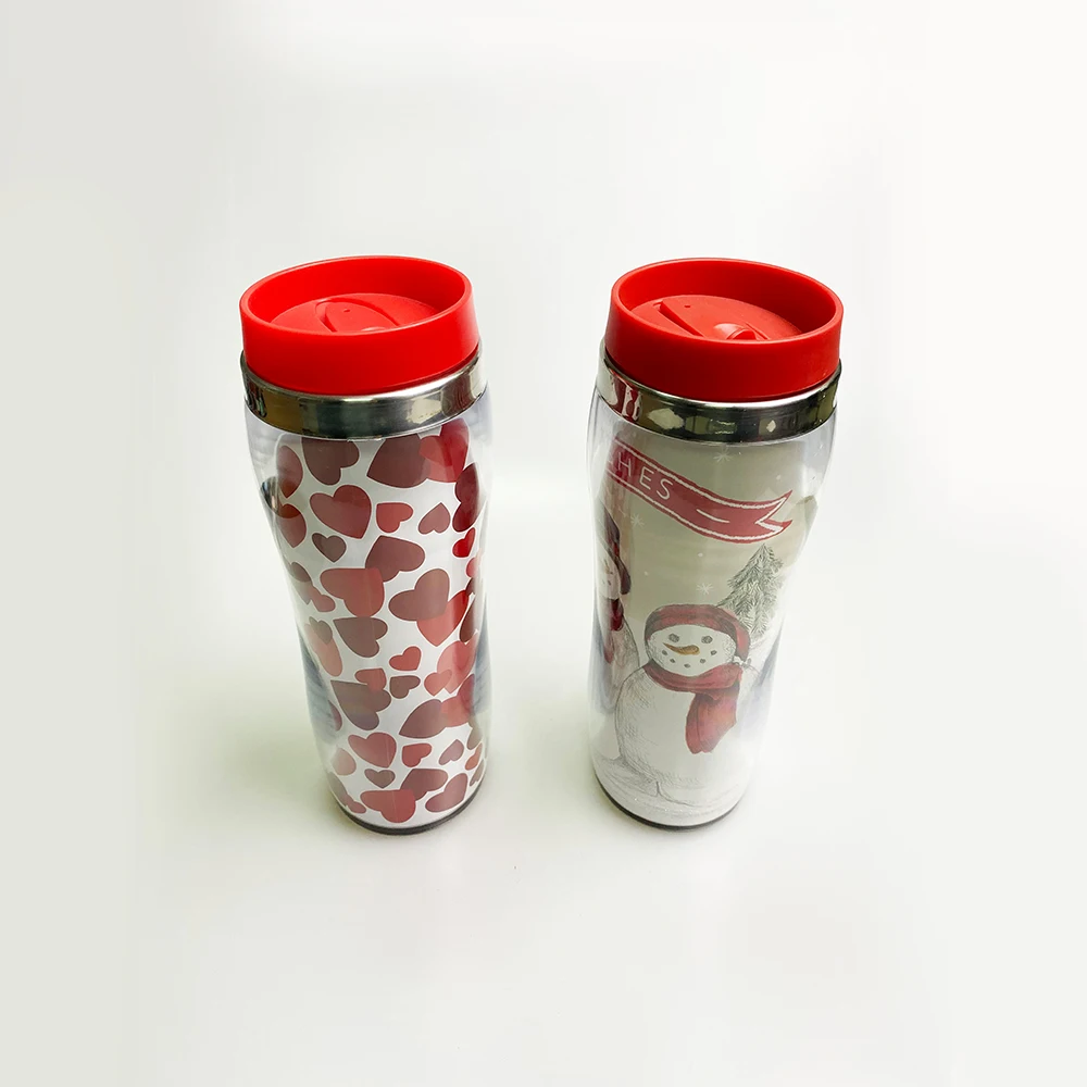 OEM fashionable pattern plastic coffee mug tumbler cup