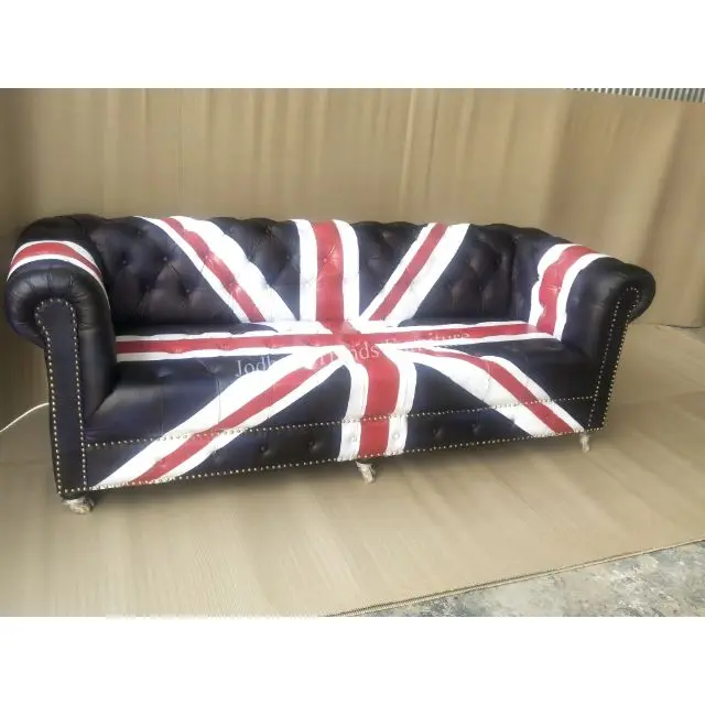 Лидер продаж, современный дизайн, кожаный диван chesterfield с изображением флага страны для гостиной и гостиничной мебели