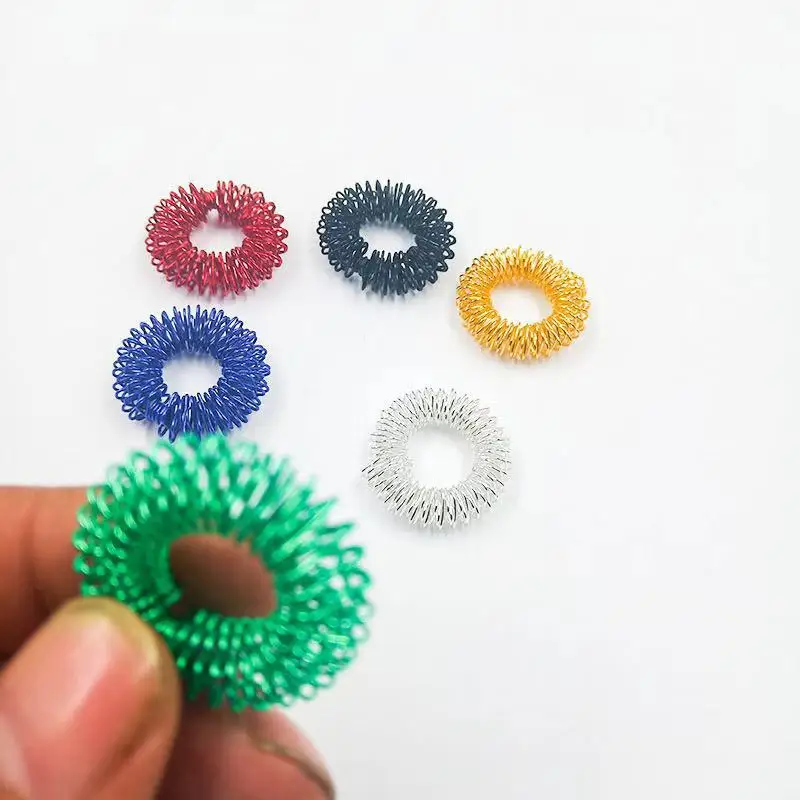 Sensory Spring Massage Finger Ring Metal Spiky Fidget Spiky Rings For Anxiety Stress Relief Adult Fingers Stress Relief Toys