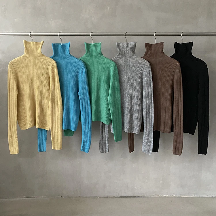 100% Pure Cashmere Sweater Custom Printed High Neck Cashmere Tops Ladies Female Women Pullover 100% Wool Cashmere Sweater