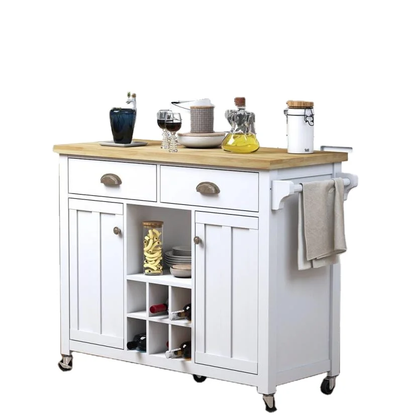 Wood kitchen trolley design,portable black kitchen island cart with wheels