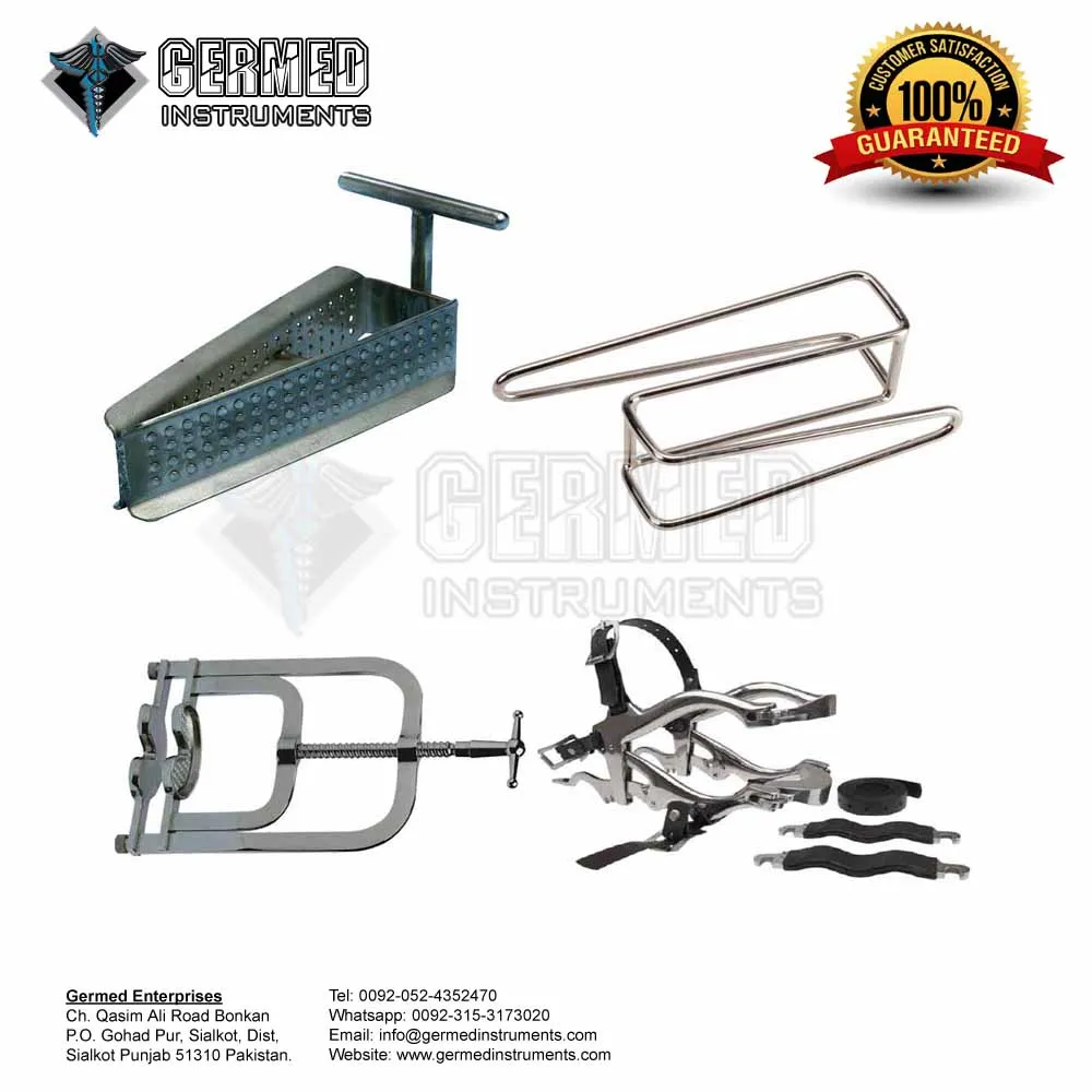 Hintermann Distractor with Ratchet lock closed and outspread arms for foot and ankle surgery