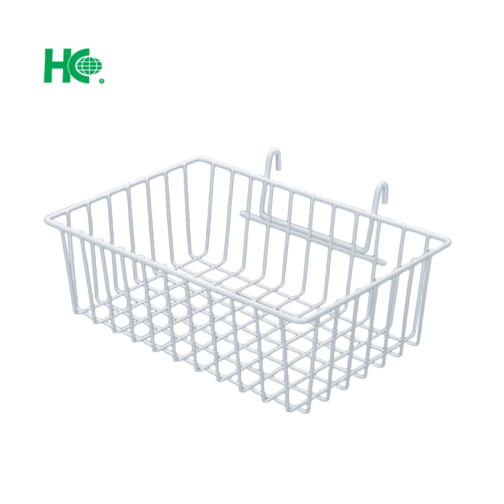 White rectangular wire grid wall basket