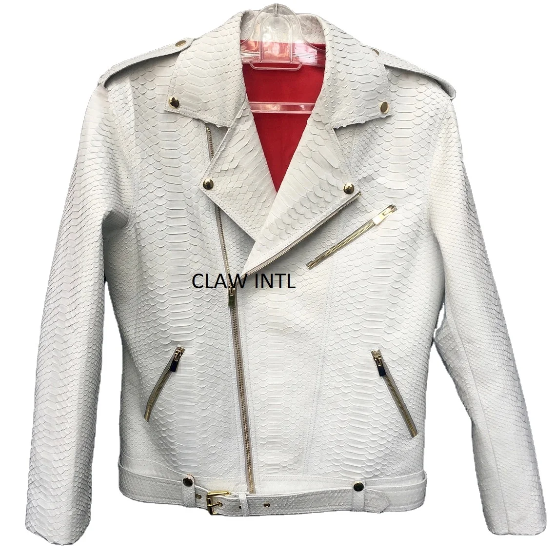 Custom brand white Python Leather Unisex Jacket, Python Leather Classic Fitted jacket wholesale factory