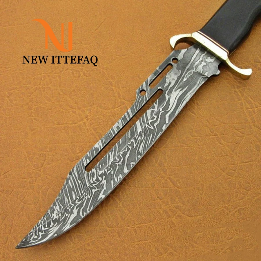 
NEW ITTEFAQ | Custom Handmade Damascus Hunting Knife Taurus Horn with Pure Leather Sheet 