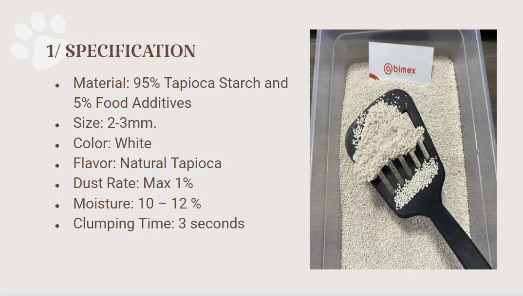 [EXCLUSIVE]  ECO-FRIENDLY CAT LITTER SAND FROM NATURAL TAPIOCA STARCH QUICK CLUMING