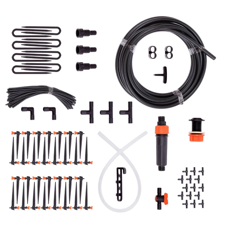 Reliable drip irrigation set for 30 or 60 plants with adjustable drippers, farm irrigation