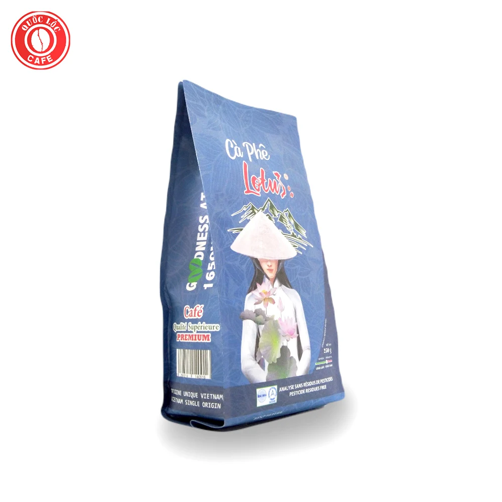 Упаковка в пакет 12 месяцев длительный срок годности сладкий мягкий вкус 30% Робуста и 70% Арабика Лотос кофе из Вьетнама 500gr