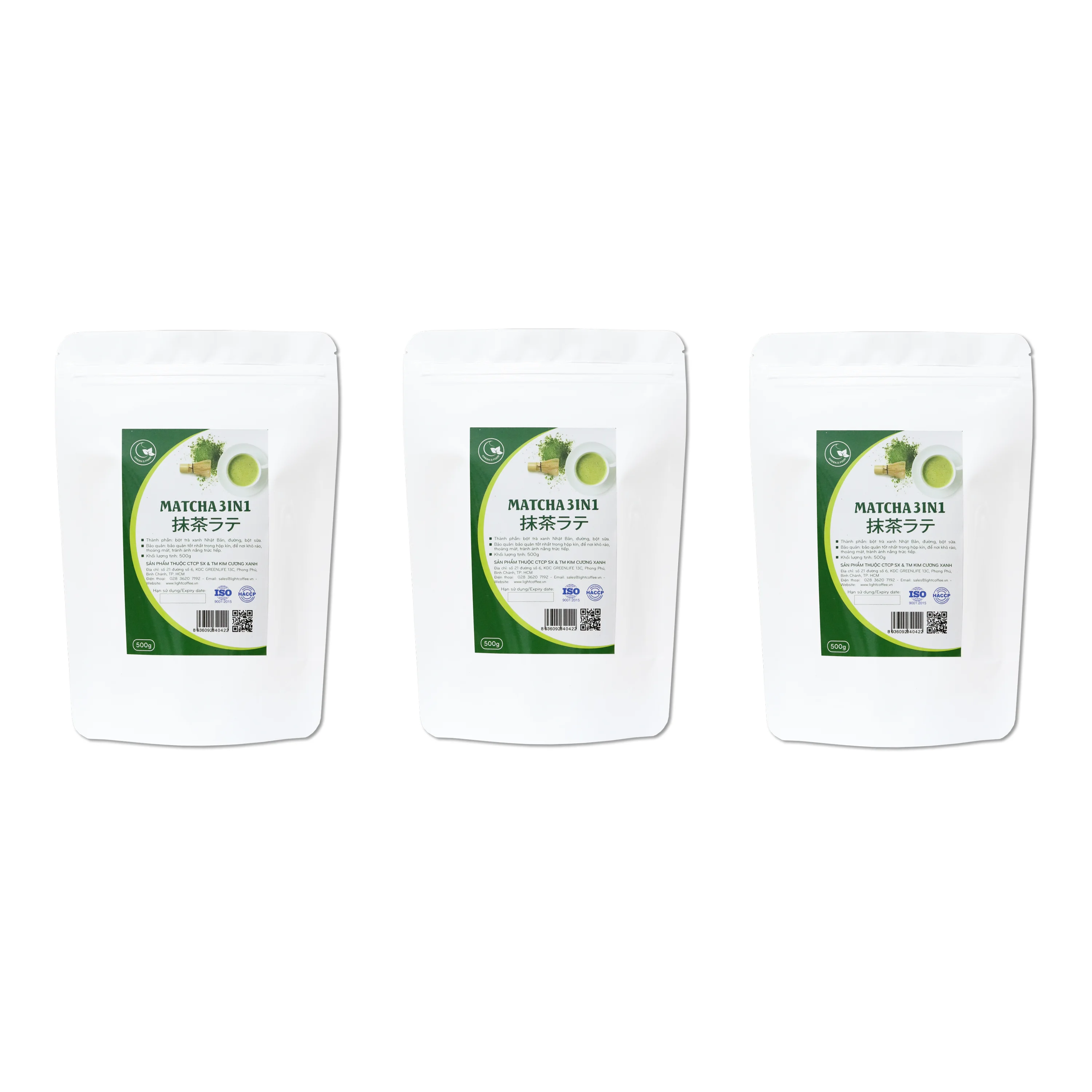 Best Matcha Green Tea M3IN1 Pack Of 500g Product With Weight 0.5kg in Box Packaging From Vietnam