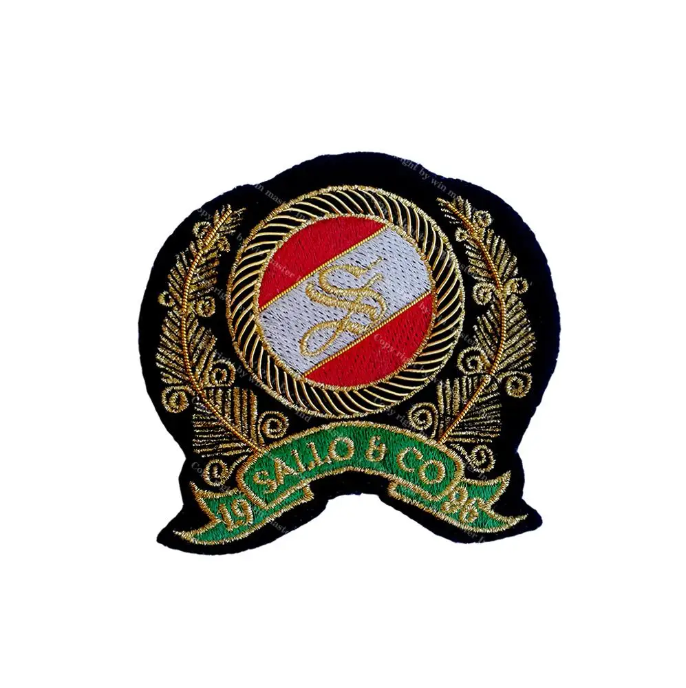 Twill / Woven / Felt Ceremonial Custom Wire Blazer Patches Ceremonial Embroidery -Cap Badges