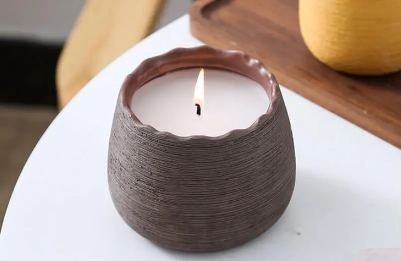 INS morandi solid brushed matte ceramic candle jar empty DIY pottery and porcelain candle container jar