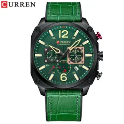CURREN 8398 Brand Luxury Men Brown Quartz Wristwatches for Male Luminous Chronograph Dial Leather Clock Casual Sports Watch
