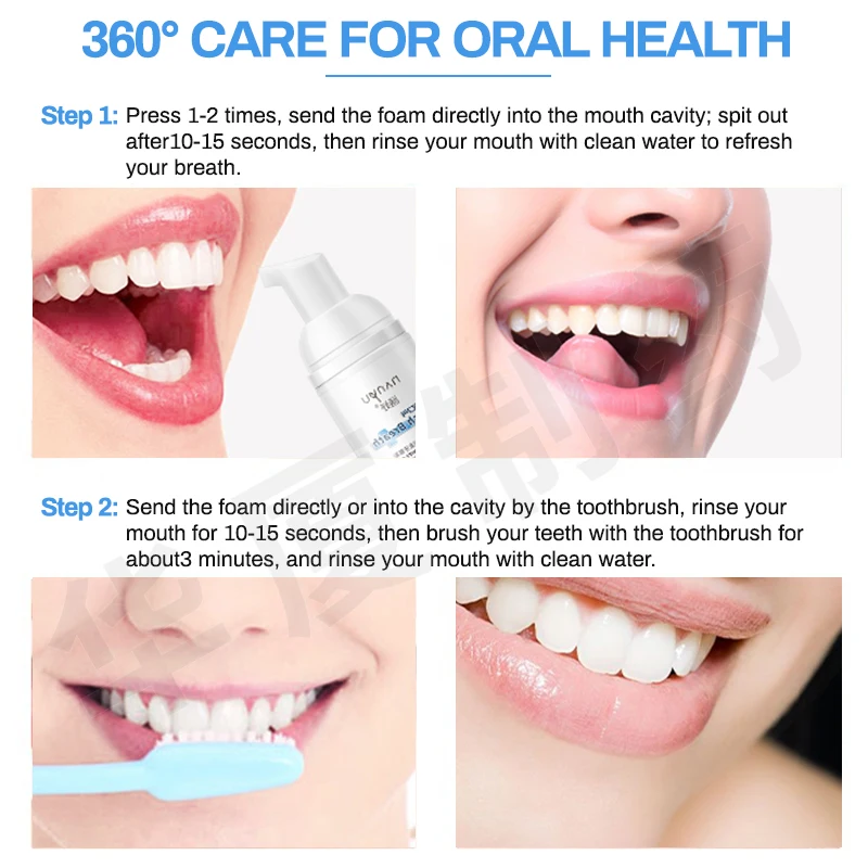  PRZ Organic RefreshTeeth Whitening Foam Mousse Liquid Toothpaste Cleaning Stain Fresh Breath Adult Herbal